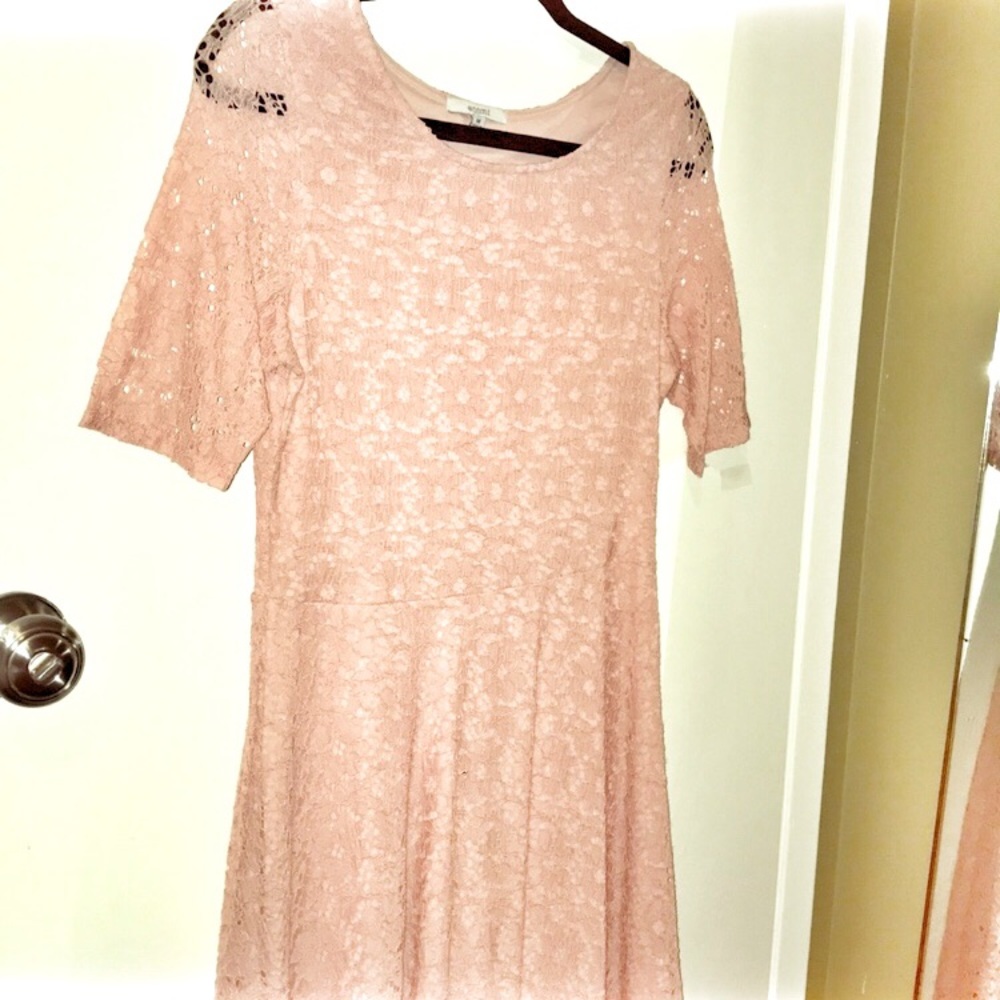 New pink Acemi lace fit and flare dress size medium